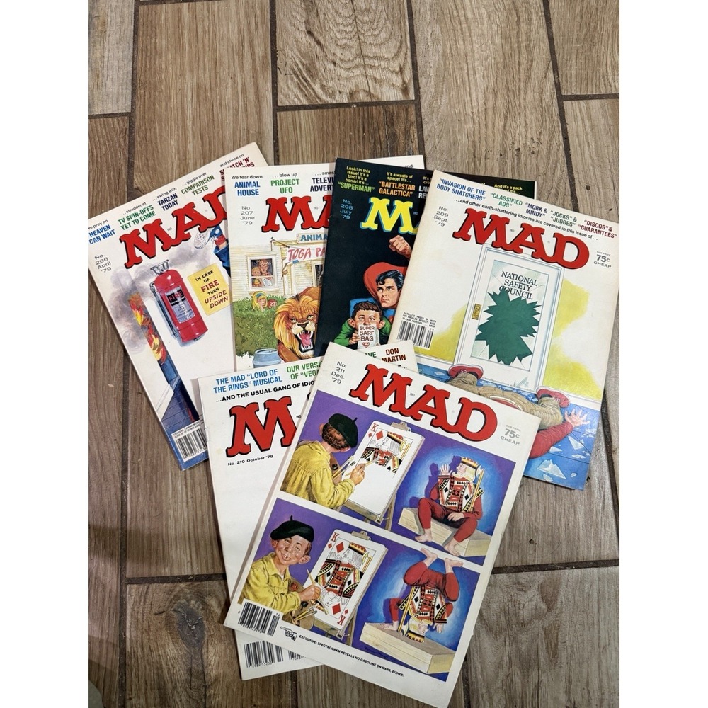 Vintage 1979 MAD Magazines Issues 206-211, Lot of 6 comic‎ books